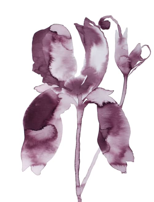 Iris No. 199 : Original Ink Painting | Watercolor Painting in Paintings by Elizabeth Beckerlily bouquet. Item made of paper compatible with boho and minimalism style
