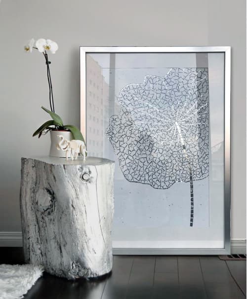 Silver Lotus flower | Mixed Media by Julia Gorbunova. Item made of glass works with minimalism & contemporary style