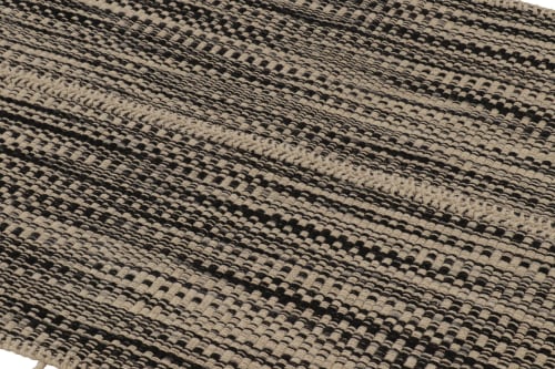 Rug & Kilim's Accent Kilim, Beige and Black Textural Stripes | Area Rug in Rugs by Rug and Kilim