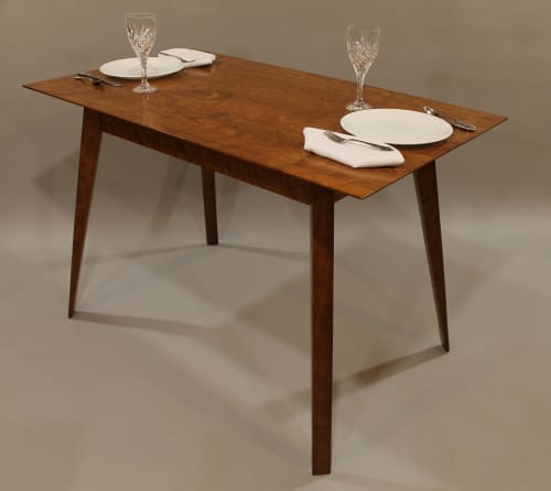 "Tavolino" Compact Dining Table in Curly Cherry | Tables by P. Carlino Design. Item composed of wood