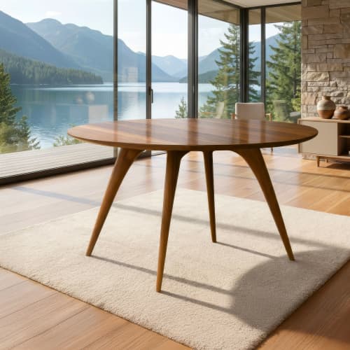LUNA Round Dining Table in Solid Wood | Tables by GREYGE. Item composed of walnut and marble in contemporary or modern style