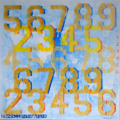 Past Numbers | Oil And Acrylic Painting in Paintings by Chris Baumgartner-artist. Item made of canvas & synthetic