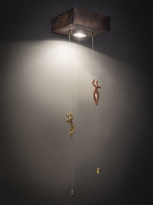 Acrobats | Pendants by Fragiskos Bitros | ALPHA ESTATE - KTIMA ALFA in Aminteo. Item composed of wood & metal compatible with modern style