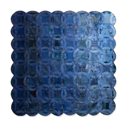Double Wedding Ring Indigo Quilt | Linens & Bedding by Luke Haynes. Item composed of fabric