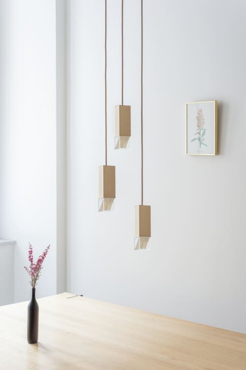 Lamp/One Brass Trio Chandelier | Chandeliers by Formaminima. Item made of brass works with contemporary style