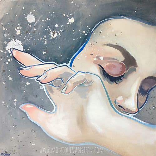 Sensual urban art on canvas "Hipatia" (Sold) | Oil And Acrylic Painting in Paintings by Monique van Steen. Item composed of canvas