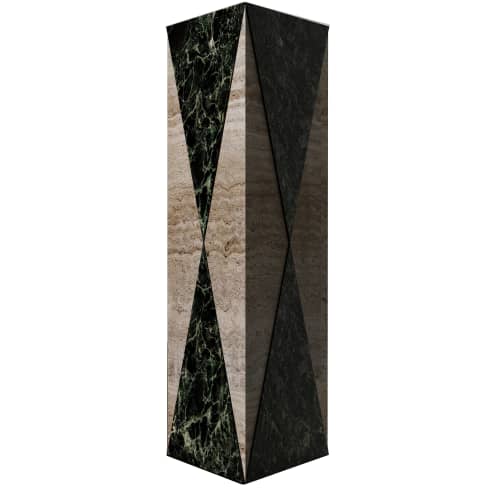 "Polimelus" Vase in Travertine Marble and Green Alpi Marble | Vases & Vessels by Carcino Design. Item composed of marble compatible with contemporary style