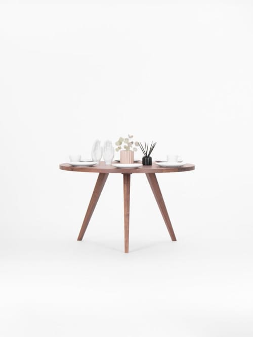 OKKO - Round dining table, black walnut kitchen table | Tables by Mo Woodwork. Item made of walnut compatible with minimalism and mid century modern style