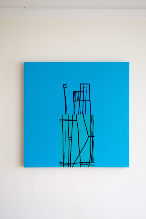 Dos Escalas, Blues | Oil And Acrylic Painting in Paintings by Atelier Stumpo. Item composed of canvas and synthetic