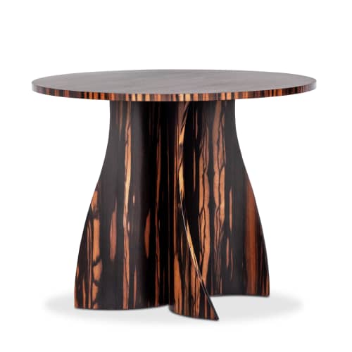 Bent Wood Macassar Ebony Round Cocktail Table, Andino | Tables by Costantini Design. Item made of oak wood