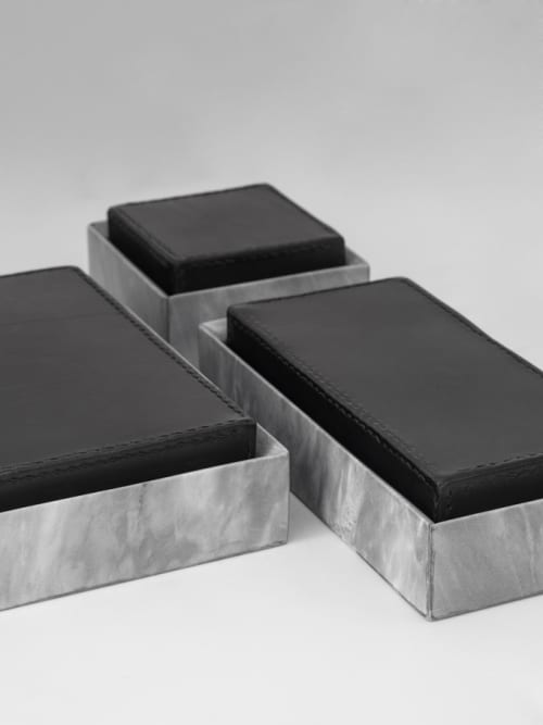 Luoghi Relazionali - grande | Storage Bin in Storage by gumdesign. Item made of marble with leather works with contemporary style