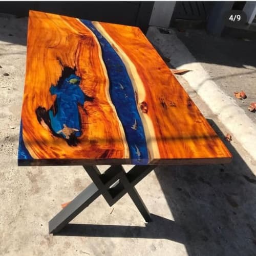 Epoxy Dining Table, Epoxy Resin Table, Epoxy Wood Table | Tables by Innovative Home Decors. Item composed of wood compatible with country & farmhouse and art deco style