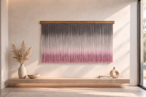 Sensory color vibrations – Violet | Macrame Wall Hanging in Wall Hangings by Olivia Fiber Art. Item made of wood with wool works with minimalism & contemporary style