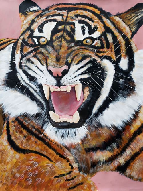 Original Art hanging at Cafe on the Eastside of Madison (FOR SALE) | Oil And Acrylic Painting in Paintings by Natalie Jo Wright | Johnson Public House in Madison. Item made of canvas