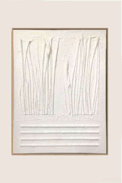 Willows W4836 B | Mixed Media in Paintings by Michael Denny Art, LLC. Item composed of bamboo & cotton compatible with minimalism and contemporary style