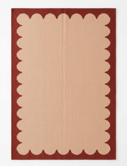 Handwoven Woolen Terracotta Runner Rug | Rugs by Evergreen Carpets. Item made of wool works with boho & minimalism style