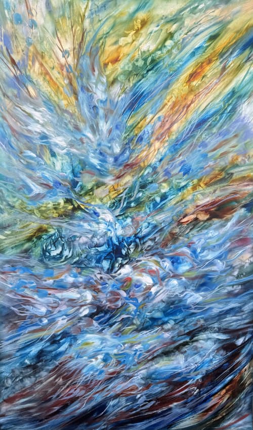 Water Reflections II | Oil And Acrylic Painting in Paintings by Kozyuk Gallery. Item composed of canvas in boho or contemporary style