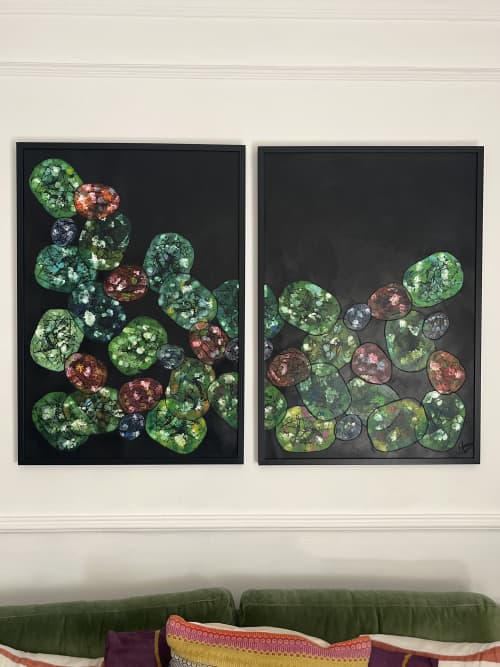 Cascades Diptych | Mixed Media by Jasman Studio. Item made of paper works with contemporary & modern style