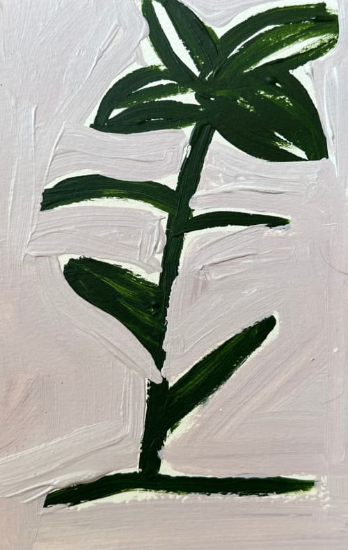 Petite Mauve and Green Fern I | Oil And Acrylic Painting in Paintings by Erin Donahue Tice Fine Art. Item made of paper with synthetic