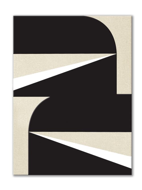 Abstract Black and White Graphic No. 1 Triptych | Oil And Acrylic Painting in Paintings by Nicolette Atelier. Item composed of canvas and synthetic