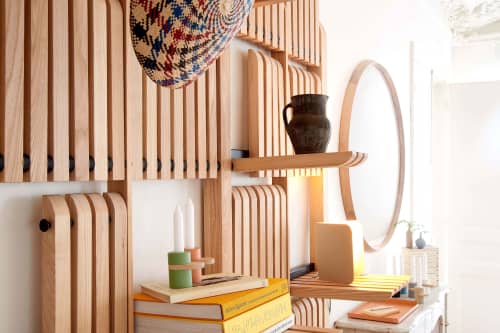 GATE modular shelves system Natural Ashwood | Shelving in Storage by SVITANOK by Artem Zakharchenko. Item composed of wood and steel in boho or minimalism style