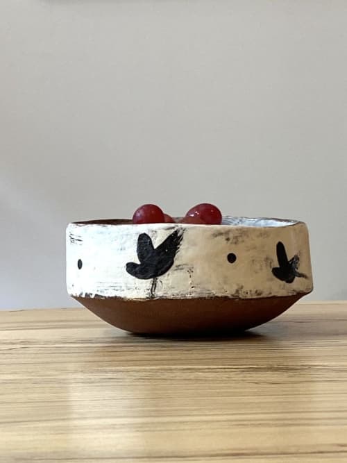 Decorative Red Clay Bowl with Brushstrokes #2 | Dinnerware by cursive m ceramics. Item made of ceramic
