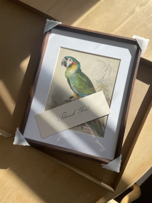 Taloulah-A Custom Bird Portrait | Prints by Studio Linnæus. Item composed of walnut and cotton in boho or mid century modern style
