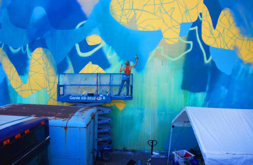"Overlook in Blue" Mural in Dogpatch | Street Murals by Nicole Mueller. Item made of synthetic