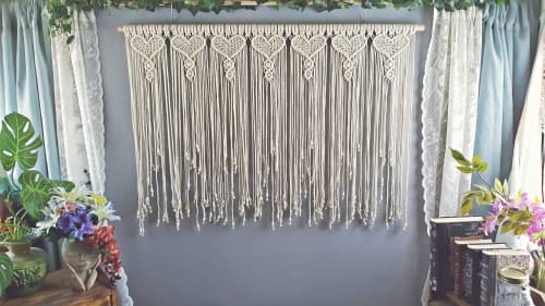 Heart Panel Macrame Wall Hanging for Home Decor | Wall Hangings by Desert Indulgence. Item composed of cotton and fiber in boho style