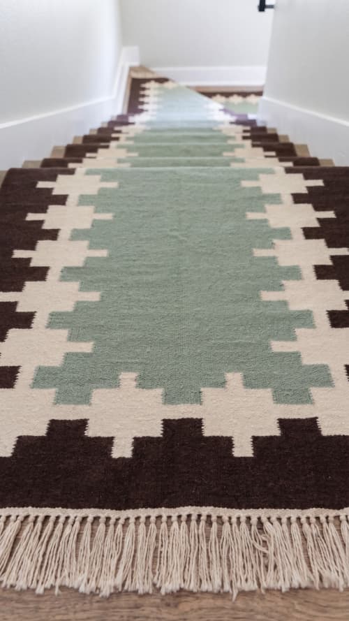 Handwoven Woolen Runner Rug | Rugs by Evergreen Carpets. Item made of wool works with boho & minimalism style