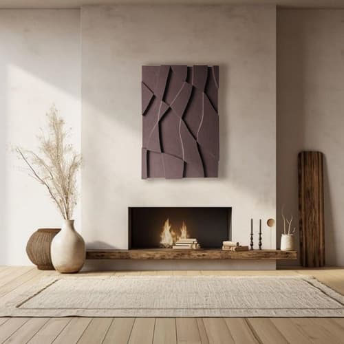 3D Textured Art: Abstract Wall Sculpture, Geometric Relief | Sculptures by Vaiva Art Atelier. Item made of wood with marble works with minimalism & contemporary style