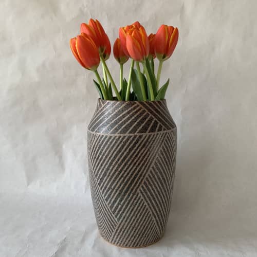 Large Vase with Weave Pattern | Vases & Vessels by Donna de Soto. Item made of stoneware