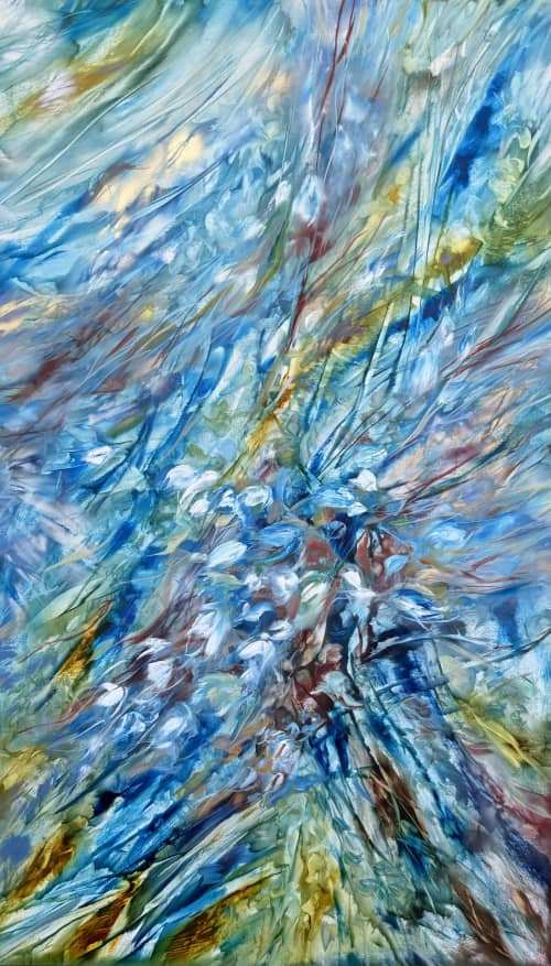 Water Reflections IV | Oil And Acrylic Painting in Paintings by Kozyuk Gallery. Item made of canvas compatible with boho and contemporary style