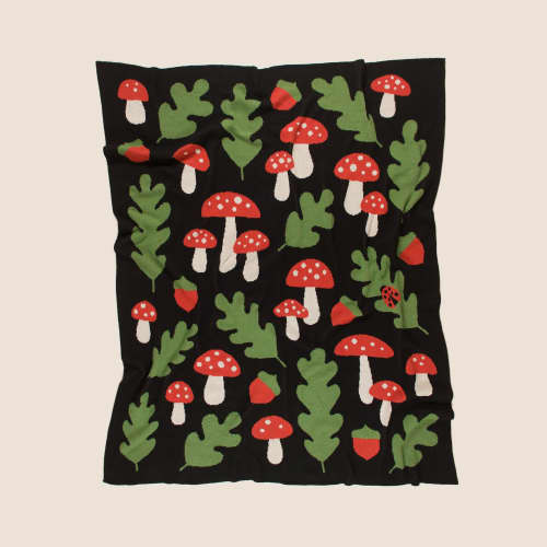 Forest Mushroom Throw Blanket | Linens & Bedding by Superstitchous. Item composed of fiber compatible with contemporary and eclectic & maximalism style