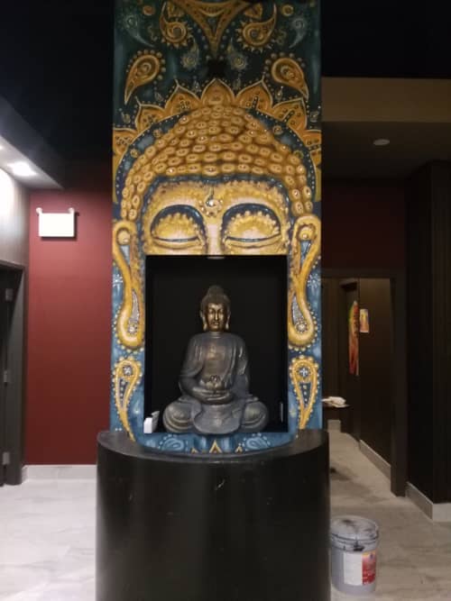 Buddha | Murals by Art By David Anthony | 7 Spice Bar & Masala Grill in Burlington. Item composed of synthetic