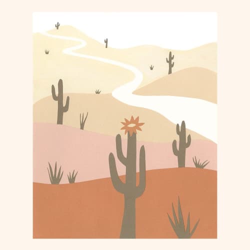 Saguaro | Oil And Acrylic Painting in Paintings by Elana Gabrielle. Item made of paper