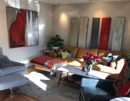 Citrus and Sand, 5 piece CCG modular panels | Paintings by Margot Waller Madgett | Private Residence - 49th St, San Diego in San Diego