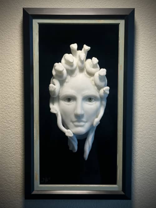 "Medusa" wall sculpture. | Wall Hangings by Nick Barstad Sculpture. Item composed of stone and glass