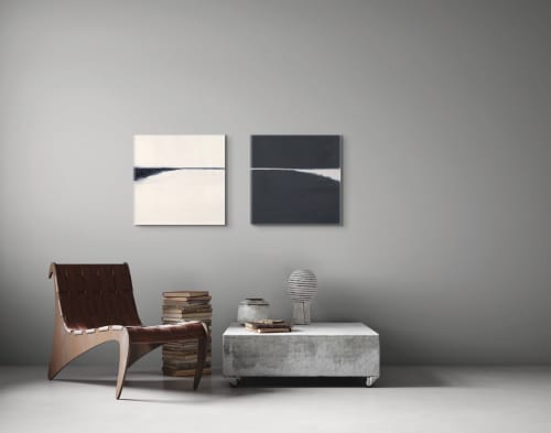 24x24 | Hidden Lake Diptych | Oil on Canvas | Oil And Acrylic Painting in Paintings by Studio M.E.