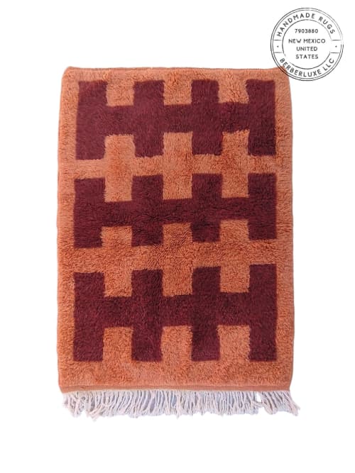 Terracotta Beni Ourain Style Rug – Handmade Moroccan Wool | Rugs by Berber Luxe. Item composed of wool compatible with boho and art deco style