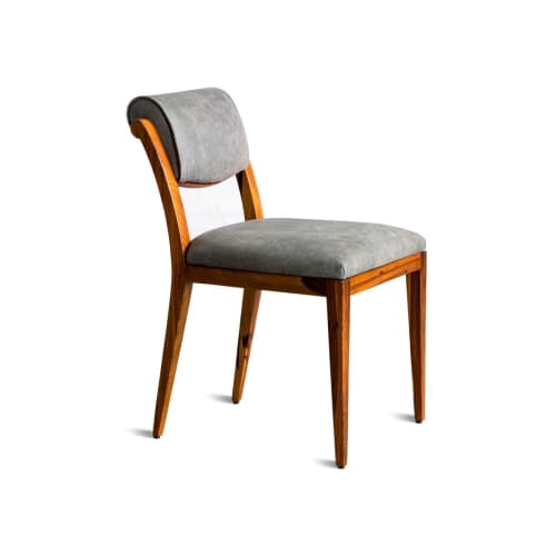 Art Deco Style Leather Dining Chair by Costantini | Chairs by Costantini Design. Item composed of wood and fabric