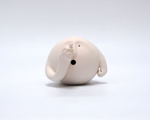 CLAYHEAD - Focused | Sculptures by Aman Khanna (Claymen)ˇ. Item composed of stoneware