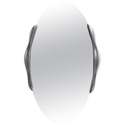 Amorph Ovate Mirror in Stainless Steel Finish | Decorative Objects by Amorph. Item composed of steel and glass