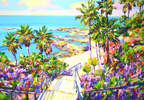 Road to the ocean. | Oil And Acrylic Painting in Paintings by IRYNA KASTSOVA. Item composed of canvas compatible with coastal and mediterranean style