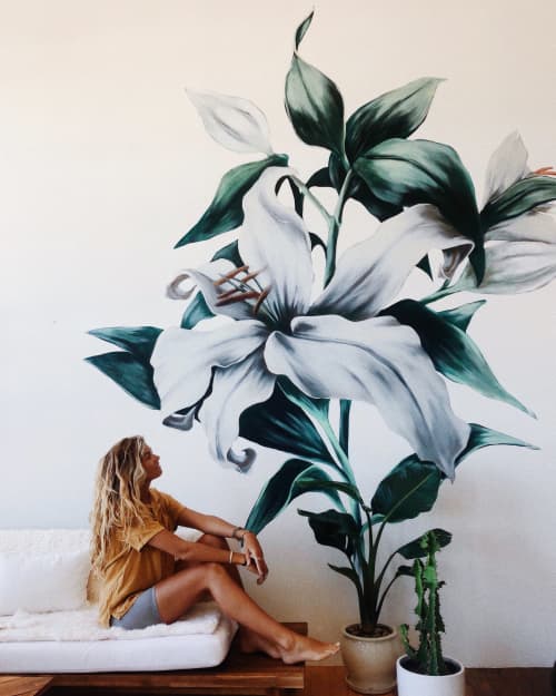 White Lilly | Murals by Charly Malpass ArtCharly. Item made of synthetic
