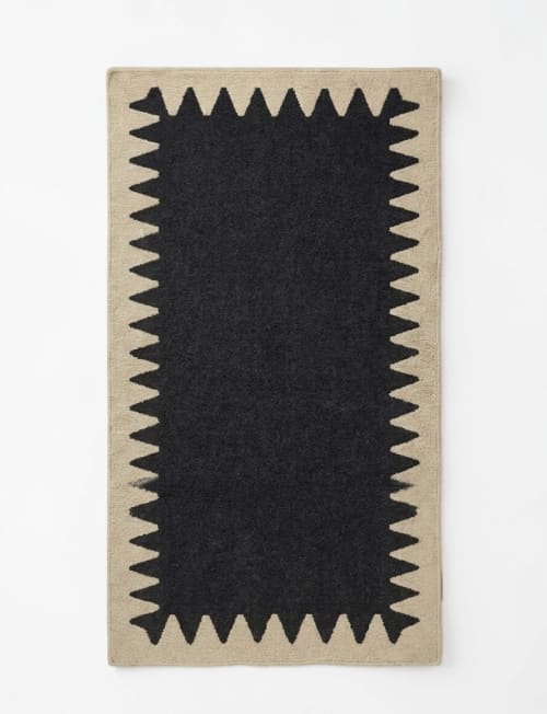 Handwoven Woolen Grey Runner Rug | Rugs by Evergreen Carpets. Item made of wool works with boho & minimalism style
