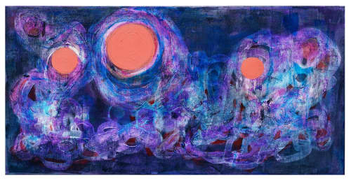 Seven Moons one-of-a-kind painting | Oil And Acrylic Painting in Paintings by Jacob von Sternberg Large Abstracts. Item composed of canvas and synthetic