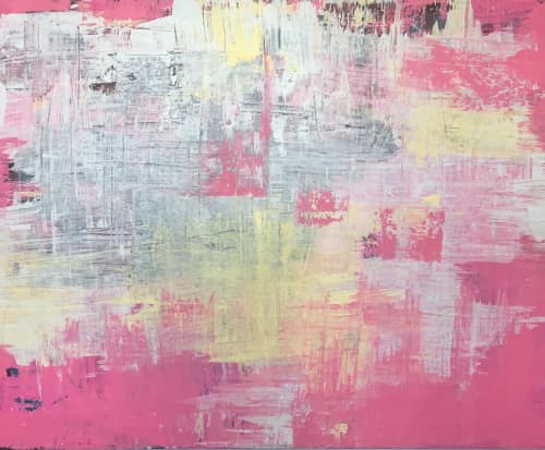 Pretty in Pink | Oil And Acrylic Painting in Paintings by Julianna Poldi. Item composed of canvas & synthetic compatible with minimalism style
