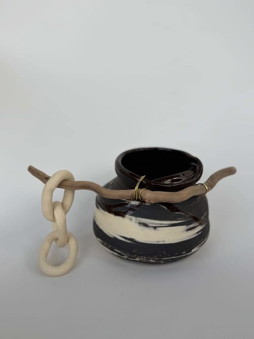 Marbled Drift Jar | Vessels & Containers by isiko. Item made of wood with brass works with boho & contemporary style