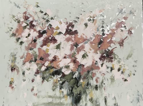 Abstract floral painting | Oil And Acrylic Painting in Paintings by Ronda Waiksnis. Item composed of canvas